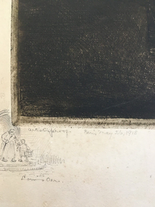 Louis Orr (1879-1966) Print + Drawing 1918: Portrait United States Clock Paris gallery