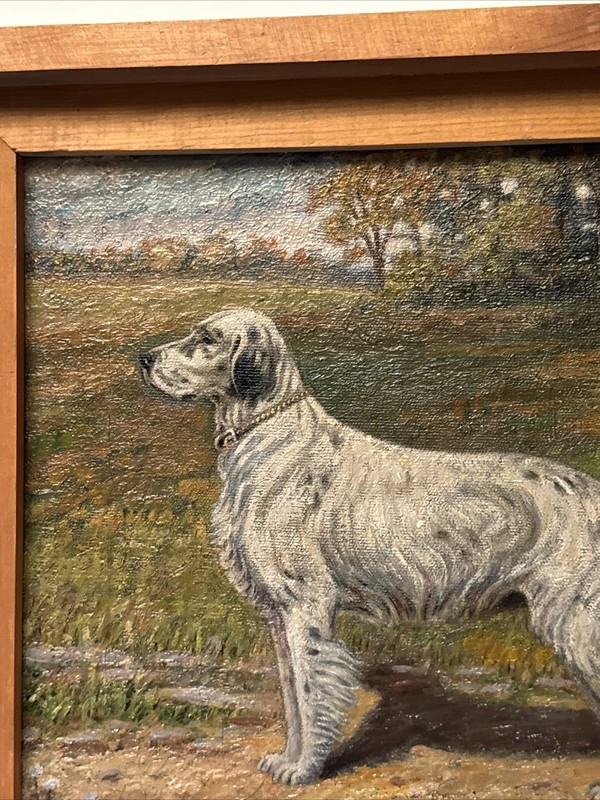 ANTIQUE DOG LANDSCAPE PAINTING AMERICAN IMPRESSIONIST VICTOR NICKOL CALIFORNIA gallery