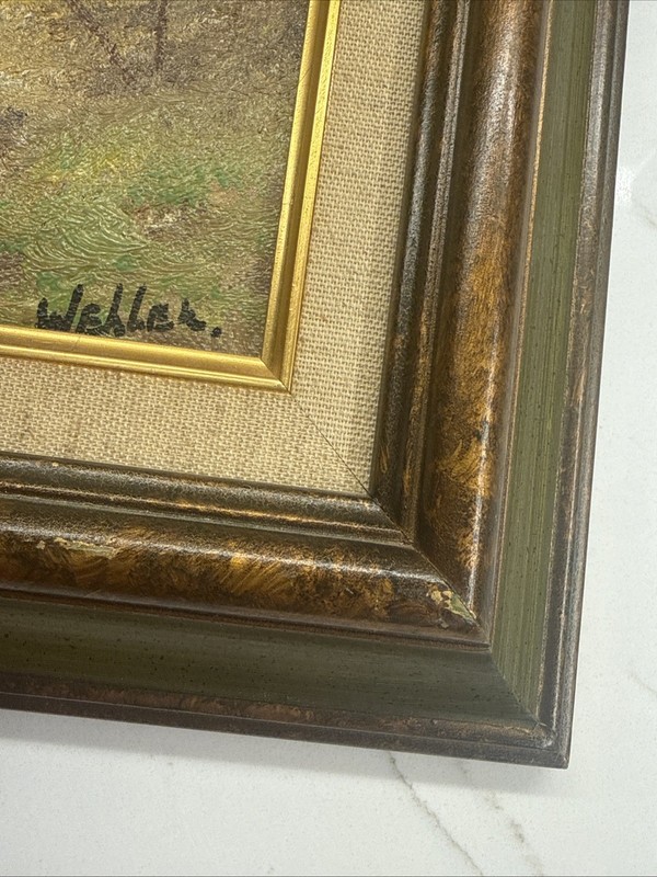 H.WEHLER ORIGINAL OIL ON CANVAS TREE LANDSCAPE PAINTING 14x12 Frame gallery