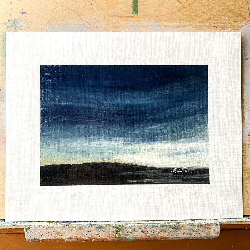8x10 Original Oil Painting Landscape Dark Sky Modern Contemporary Sunrise Signed gallery