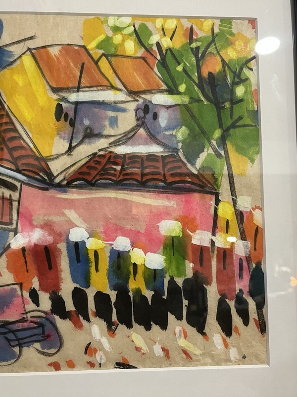 Original Framed Abstract Water Color Painting On Rice Paper Signed And Dated gallery
