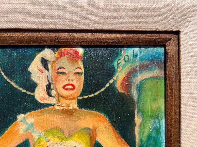 Vintage Showgirl Follies Oil Painting Signed “Terrance” Cabaret Chorus Line 30” gallery