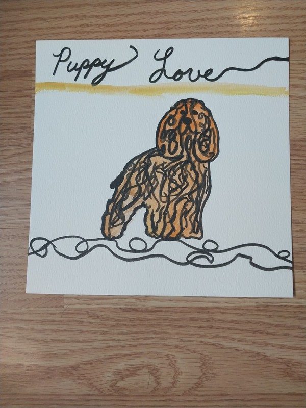 Abstract Painting Whimsical Impressionism 8×8 Puppy Dog Cocker Spaniel Gat Art