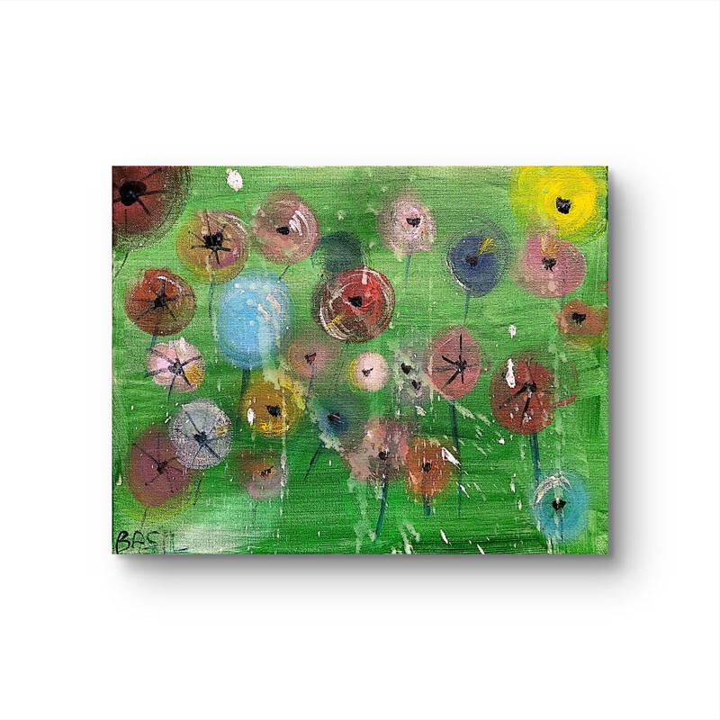 Garden Of Flowers Bold Color Modern Abstract Art Original Canvas 11x14 gallery
