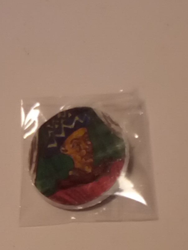 4 Original Hand Drawing and Oil Painting on 1 1/4″ Pin Button