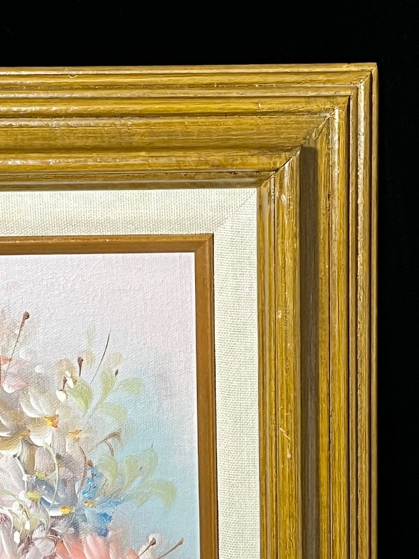 Vtg Original Oil Painting Signed Framed Floral Still Life 15”x 13” gallery