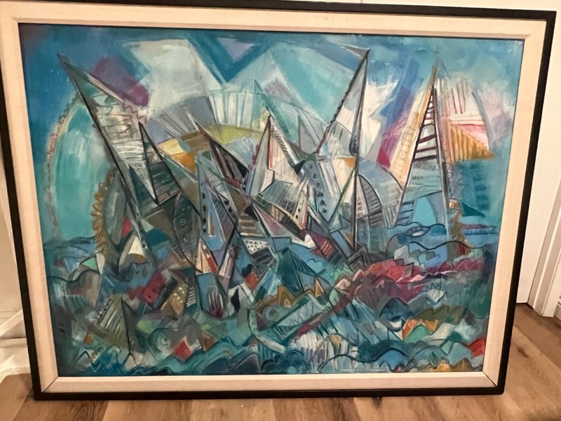 Morris Yudelson – Rare Framed Original mixed media / Sailing Sail Away – 1994 gallery