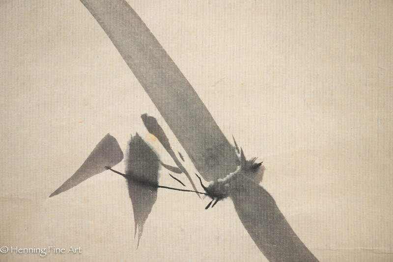 Beautiful Antique Chinese or Japanese Brush Painting of Song Bird on Bamboo NICE gallery