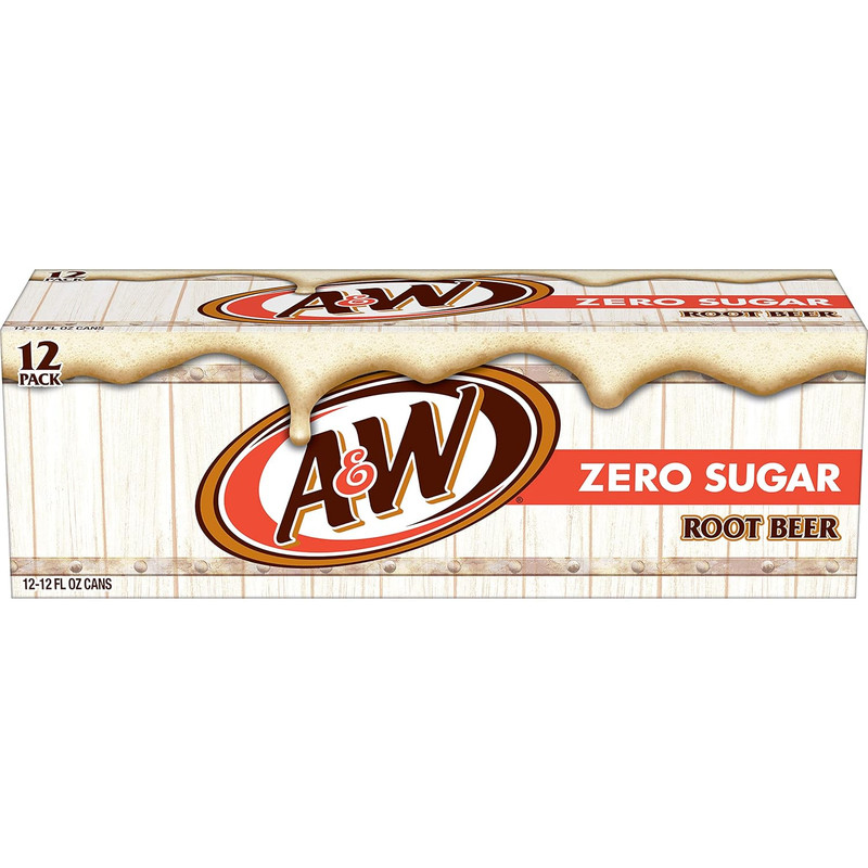 A&W Zero Sugar Root Beer Soda, 12 Fl Oz Cans, 12 Count gallery