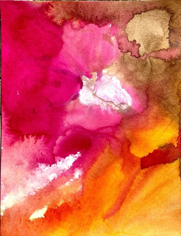 TITA PAINTZ Pink Yellow Modern Abstract Art Handmade Original Painting 9x12 gallery