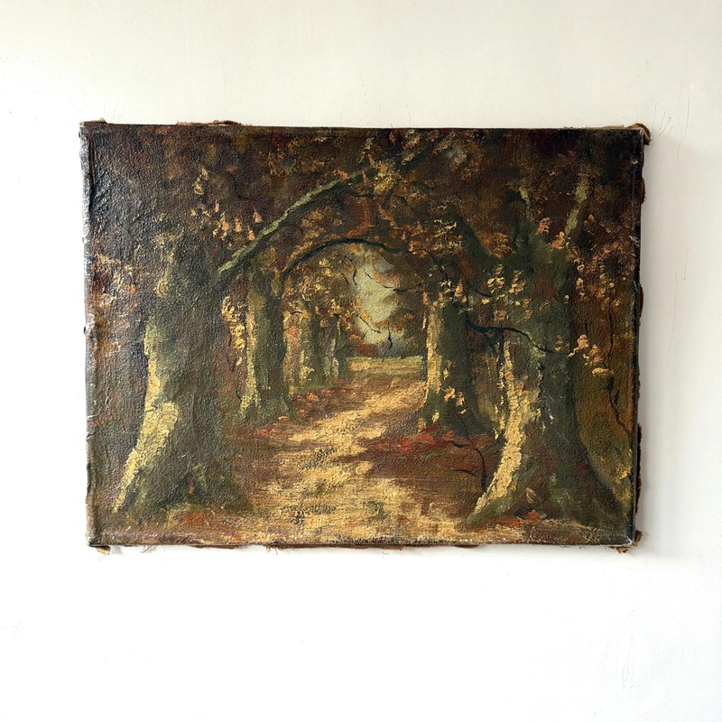 Handcrafted Landscape Oil Painting «Arched Pathway» Elegant Small Artwork