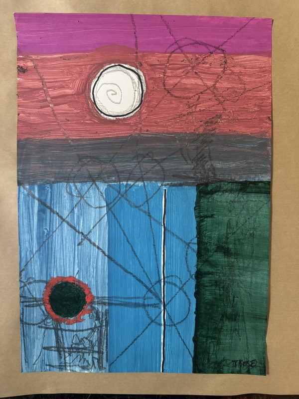 Pastel, Pencil and Acrylic On Paper Signed by Artist Original Painting