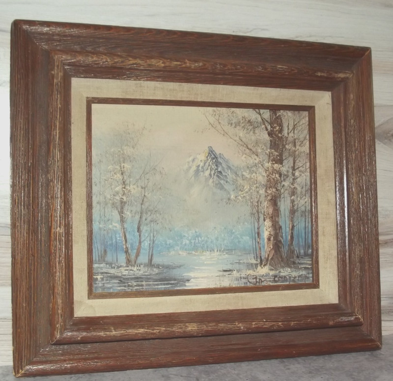 Blue Mountain River Landscape Oil Painting Signed Chapman 8×10″