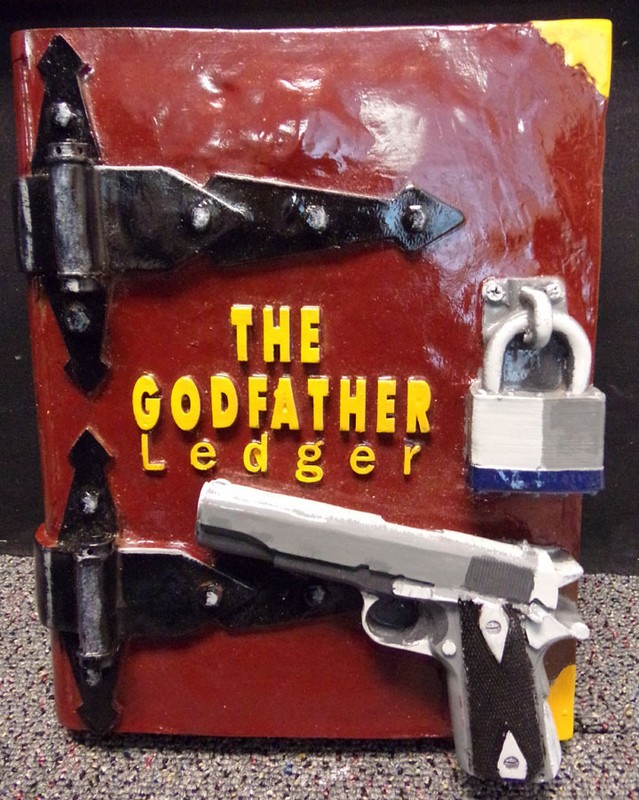 Steve Kaufman THE GOD FATHER LEDGER Painted Plaster Book sculpture Signed# back