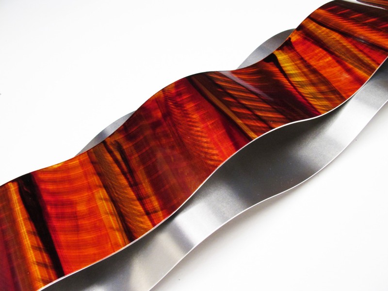 Modern Abstract Metal Wall Sculpture Art Red Orange Tropical Painting Home Decor