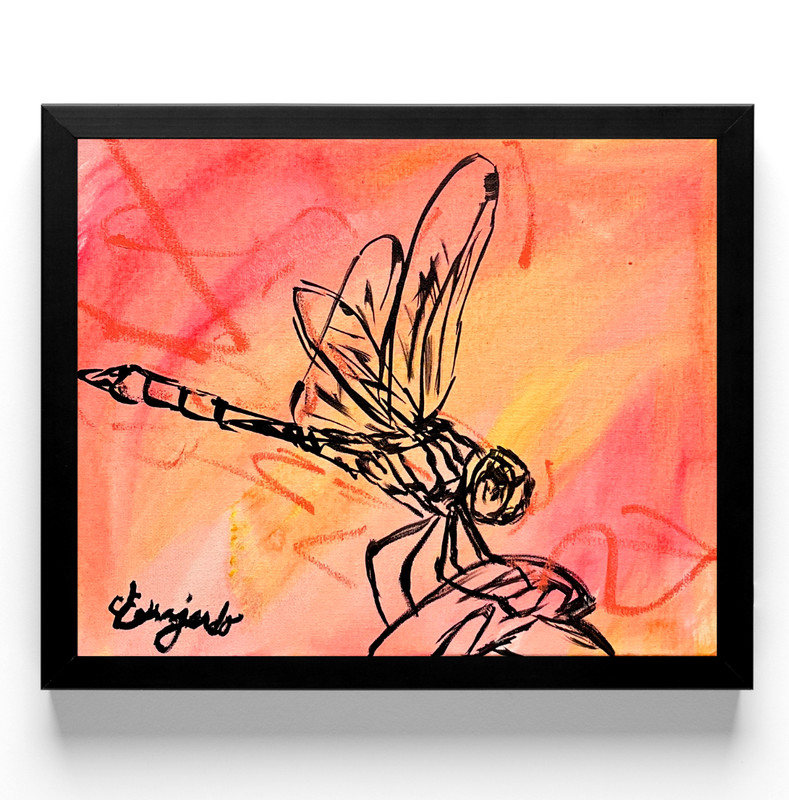 Guajardo Art: Dragonfly 14X11 Expressionism Original Canvas Home Decor