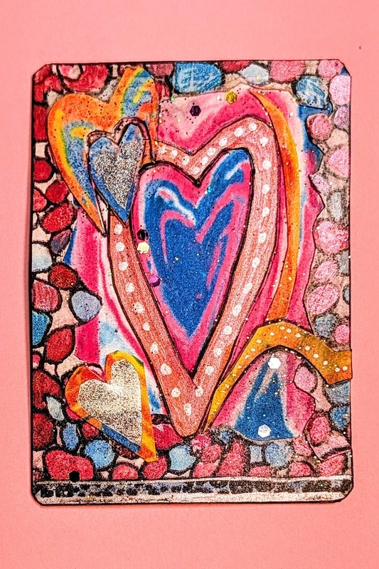 aceo original 3D art cards Heart