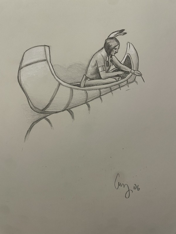 Original Fine Art Prisma Drawing Native American Indian Paper 9×10