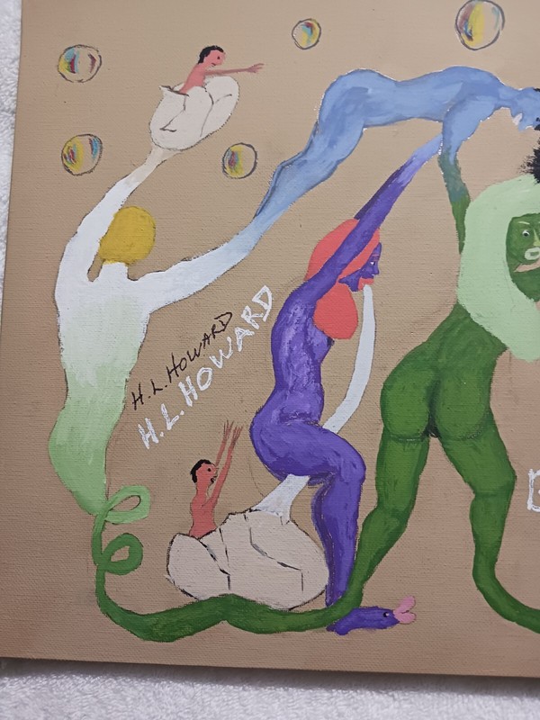 VERY DIFFFERENT ABSTRACT & SURREAL PAINTING 12X16 TITLED (BIRTH) -UNUSUAL SCENES gallery