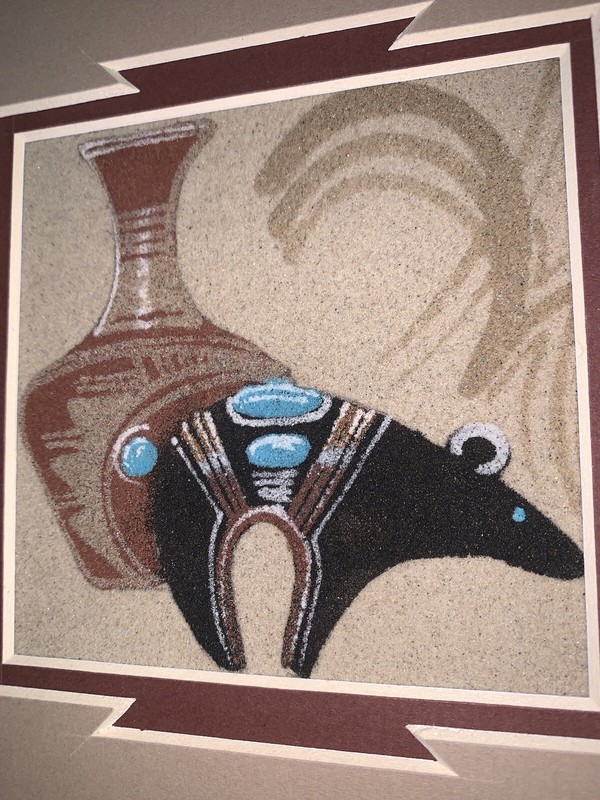 Original Michael Watchman Bear Navajo Native American Indian SandArt Frame 7.25” gallery