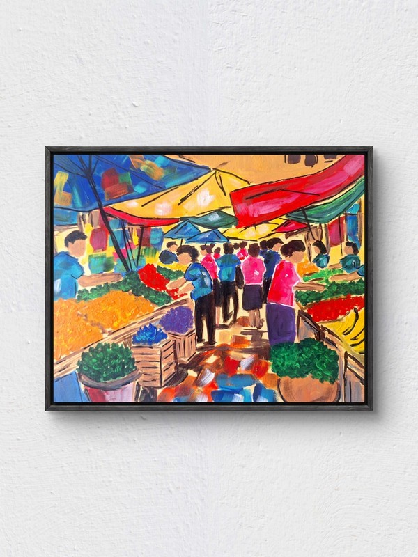 Farmers Market 11×14 Canvas Impressionism Bold Colorful Home Interior KIMAYA ART