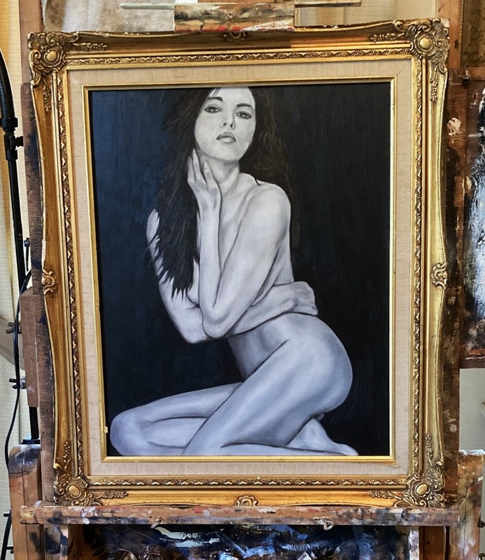 » Whistler’s Sister » VANWINKLE ORIGINAL NUDE woman oil painting 16×20 signed