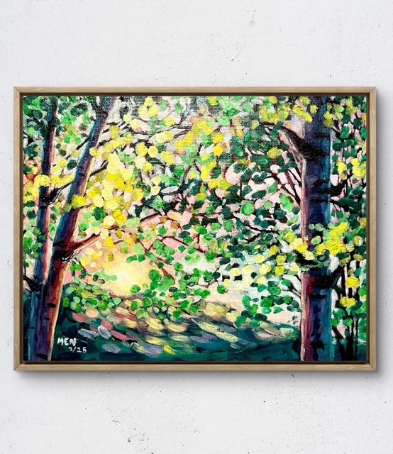 Maria Art OIL SUMMER BIRCH TREE 8×10 Canvas Board Original Expression Light Deco