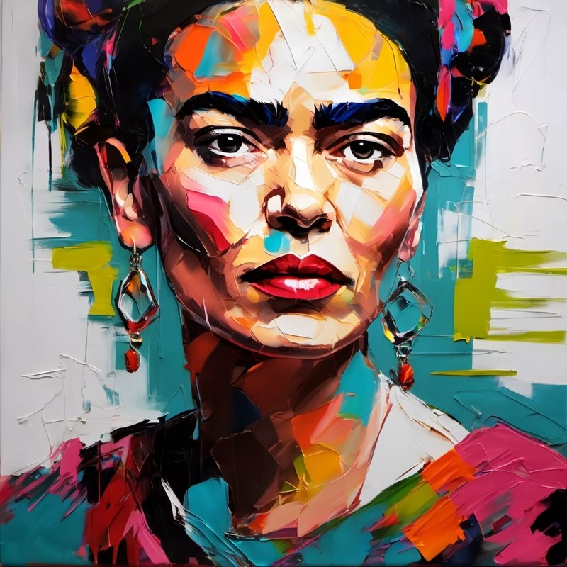 Homage Frida Kahlo Expressive 110cm x 110cm Pop Art / XXL Canvas Pictures