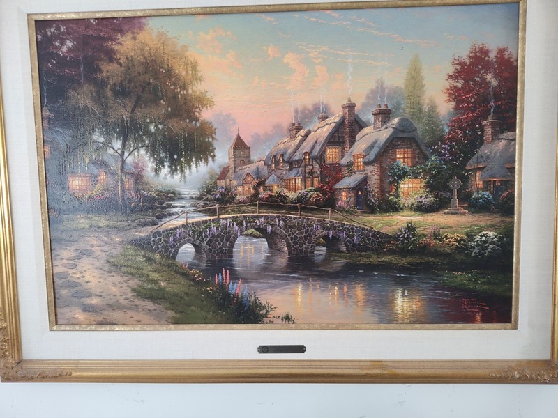 Thomas Kinkade Cobblestone Bridge Studio Proof 24 × 36 99/120