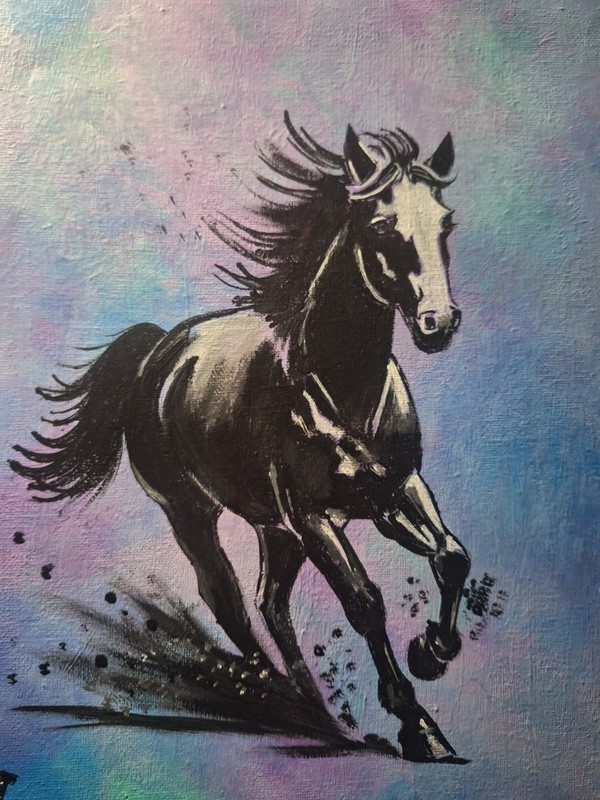 Abstract Expressionist Original Pastel Horse 11x14 Canvas Free Shipping gallery
