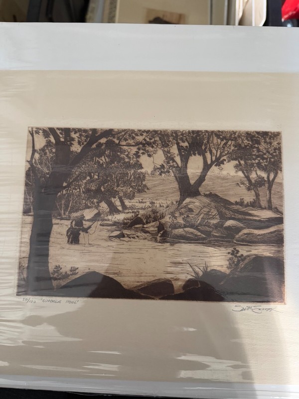 Brett J Smith etching 20/100. (Summer Pool) fishing plates size 9”+6