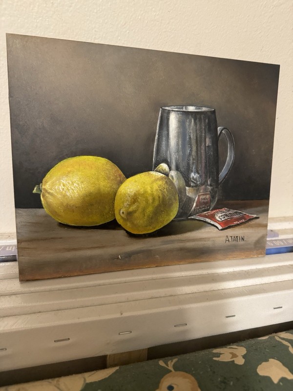 Cup With Tea And Lemons Oil Painting by A. Tatin