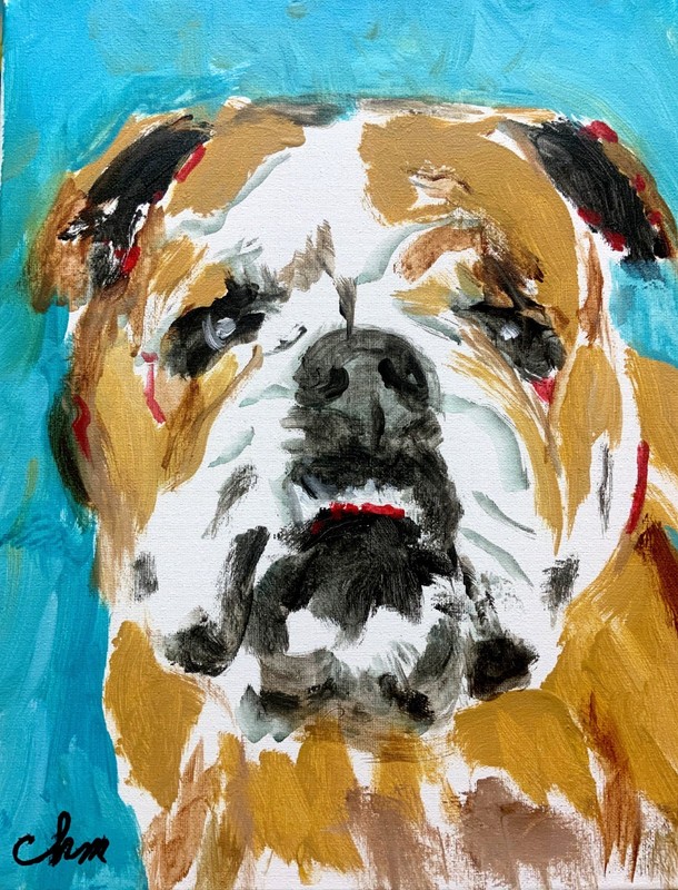12x16 "Bulldog” Expressionism Original Handmade Signed Colorful Abstract Art gallery