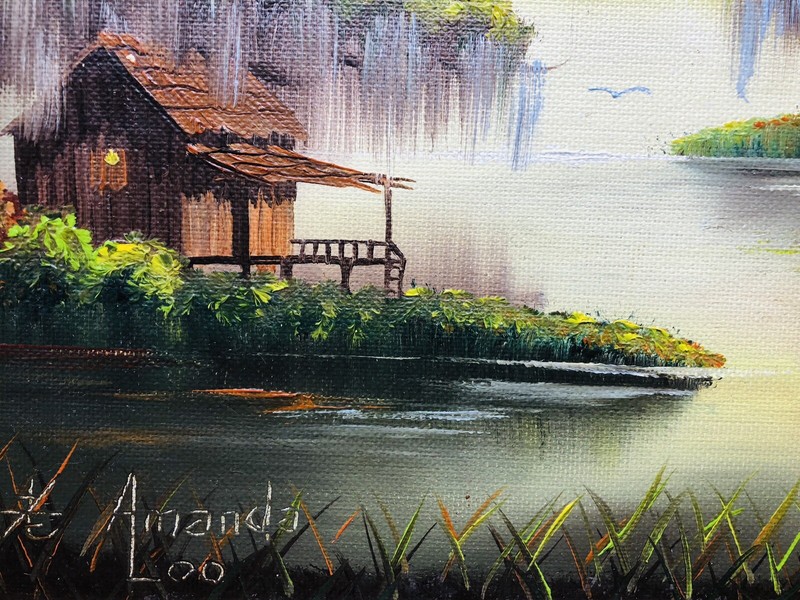 Louisiana Artist Amanda Loo (1928-2018) Bayou Oil Painting gallery
