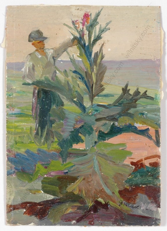 Elena Yanchak (1918-2006) «Agronomist» oil painting, 1950s (1)
