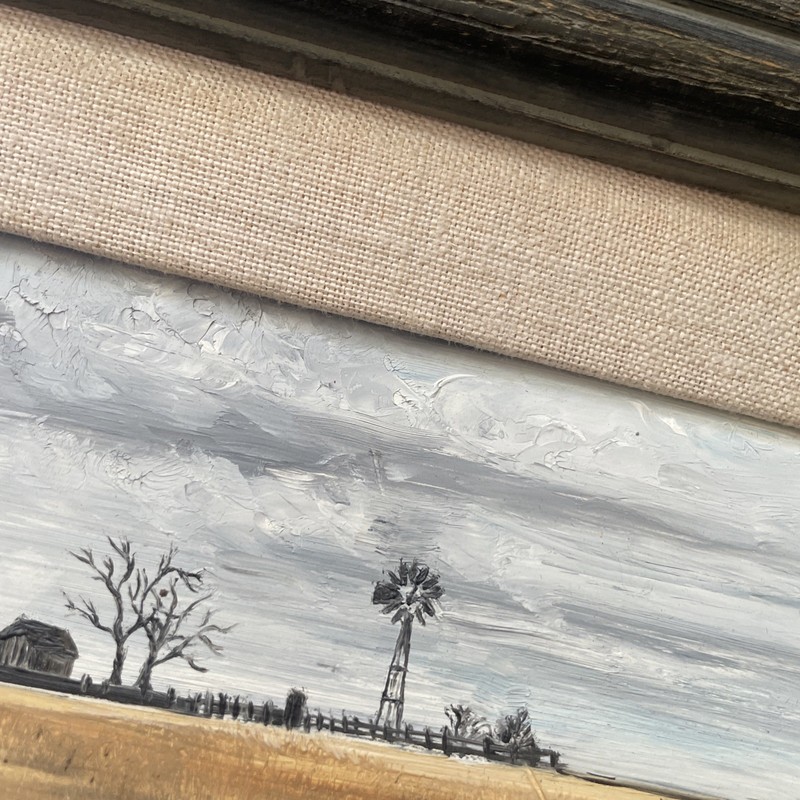 Original Oil Painting By Carol Nies Bilder Wood Frame 15”x13” Farm boy W/ Kite gallery