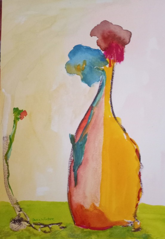 Art Free Shipping-Original Painting "Flowers Communicating" imagination 10x7"JW gallery