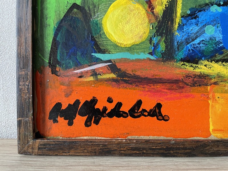 Rolf Gjedsted 1947-2022 Composition Abstract Modern Colorful Danish Midcentury Art gallery