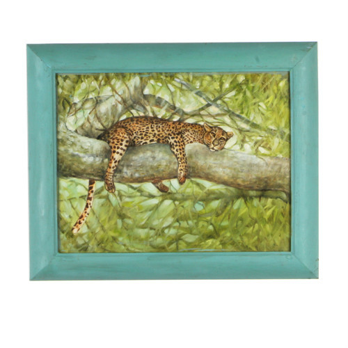 «Nap Time» (Leopard Resting in Tree) By Anthony Sidoni Oil Painting 14″x17″