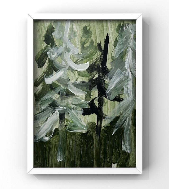 Framed Abstract Forestscape Acrylic Painting Original Woodland Home Wall Decor