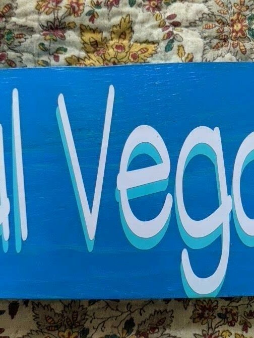 TROPICAL VEGAN Beach Theme WOOD SIGN Handmade Blue Green White Aqua GIFT Decor gallery