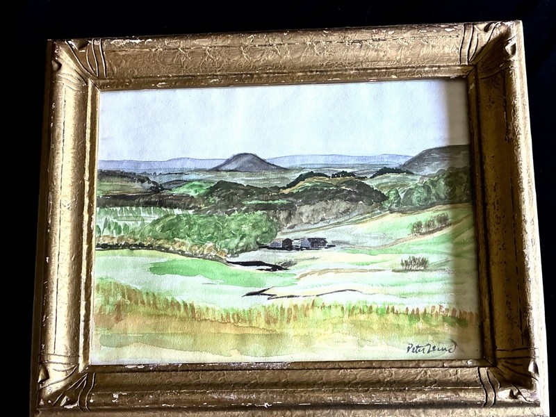 ORIGINAL SIGNED WATERCOLOR VINTAGE PETER HURD LANDSCAPE NEW MEXICO RANCH 1950’s