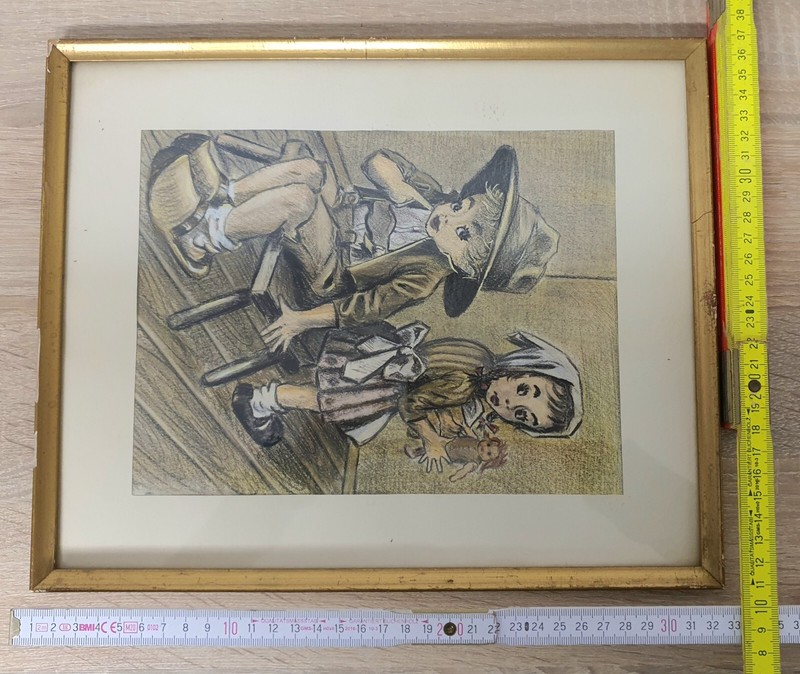 Vintage Retro Crayons Picture Mat Kids With Toy Collection HTF gallery