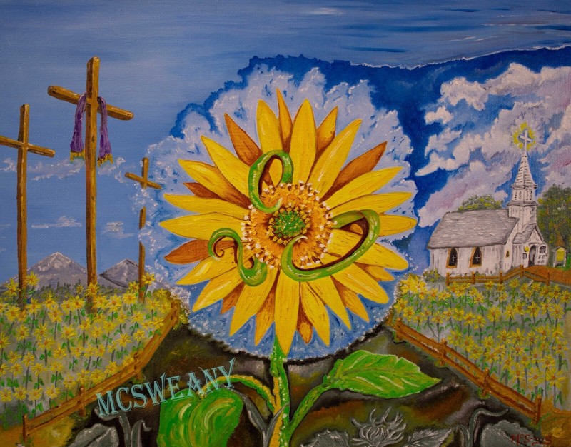 Original Artwork by McSweany-Sunflowers On A Sunday Morning Giclee Canvas Print