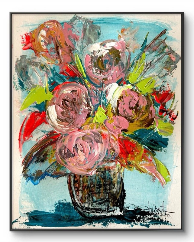 Floral Original Art 11×14 Paper Abstract Expressionist Fine Art Modern Collector