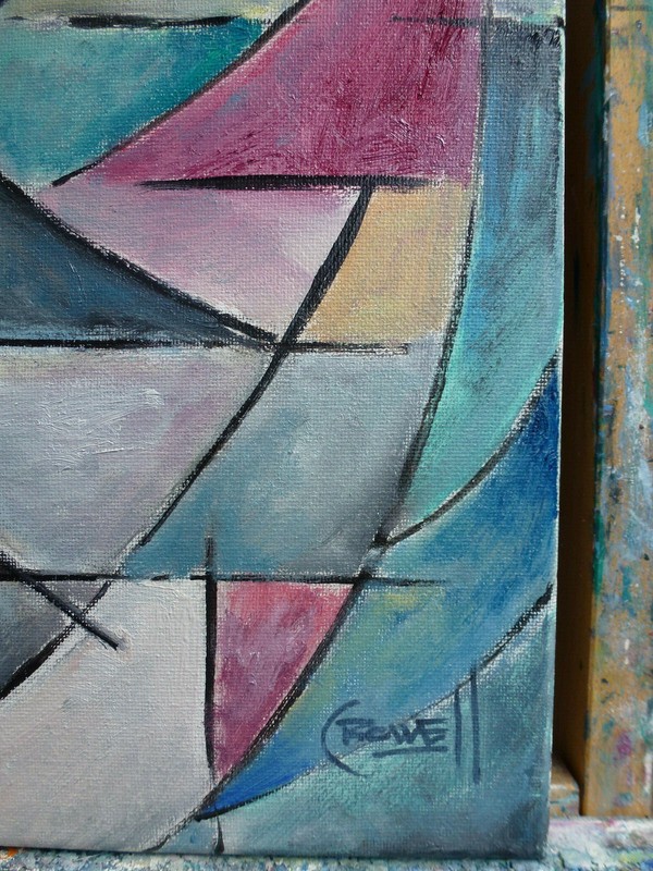 SUNDAY BLUE modern cubism NEW painting 16x20 canvas original art signed CROWELL gallery