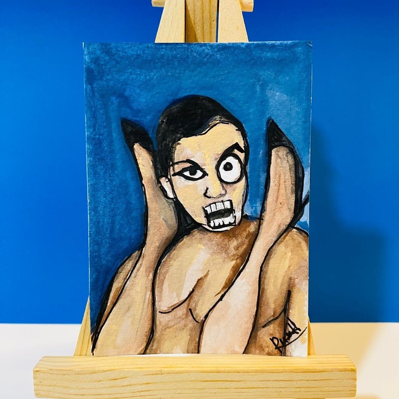 ACEO Original Erotic Abstract Male Female Sexual Pose Expressionist Art Men New gallery