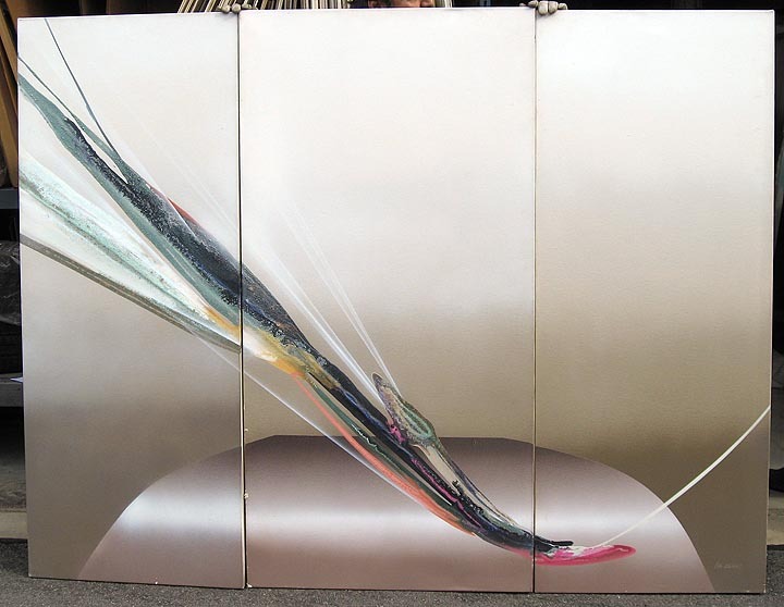 Elba Alvarez "Lilia Platform" triptych Original signed 3pc Painting MAKE OFFER! gallery