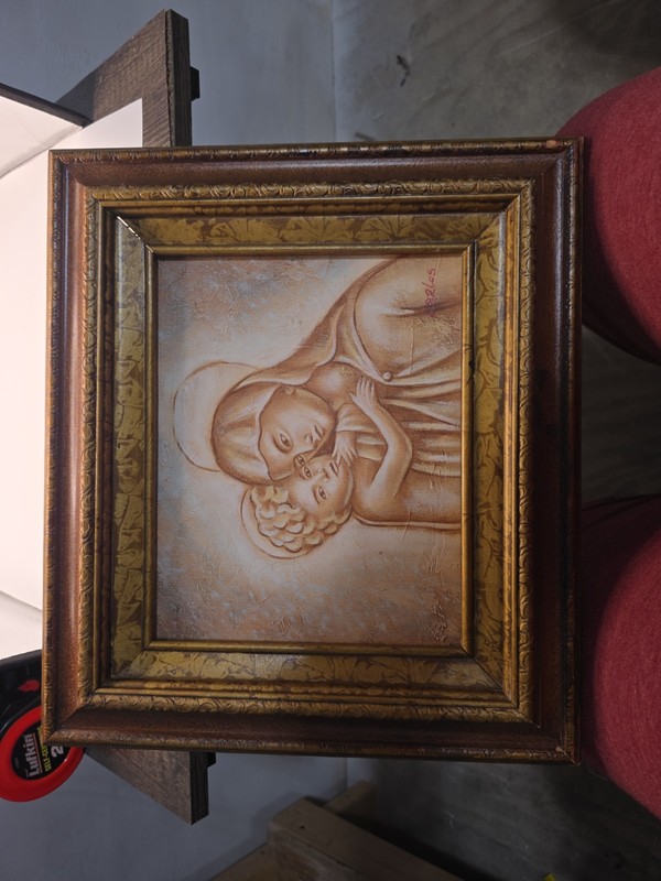 Madonna and Child Canvas Art Signed by C. Arlos In Frame Beautiful Piece
