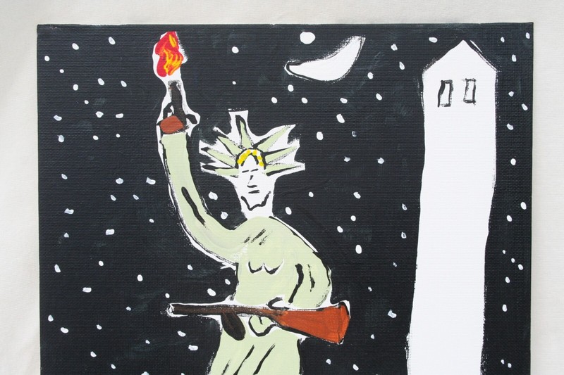 LIBERTY STANDS FOR SECOND AMENDMENT Jr CHARLIE FAST OUTSIDER POLITICAL FOLK ART gallery